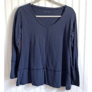 Woolrich Womens Small Blue Long Sleeve T-Shirt Round Neck 100% Cotton Minimalist